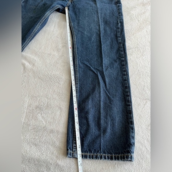 Levis 505 Dark Wash Jeans Men's Size 40x32 Regular Fit Straight Leg Denim Blue - Picture 6 of 10